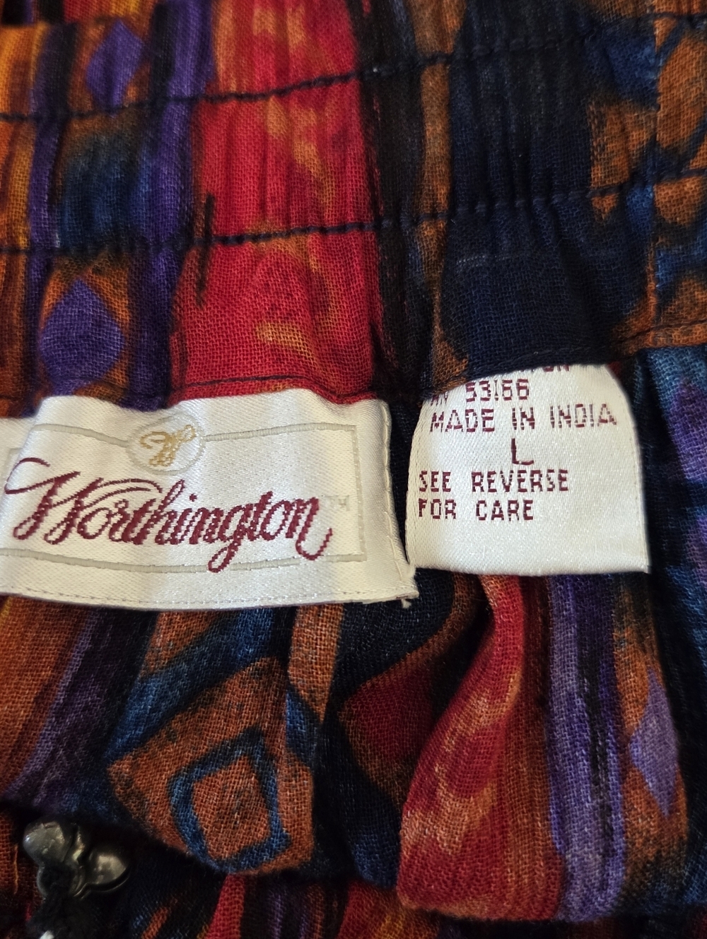 NWT Vintage 90s Worthington Boho Tiered Maxi Skirt Large Geometric Ikat Print - Picture 9 of 14
